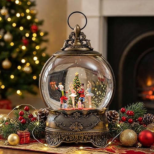 Miniatura 54 de Linterna de globo de nieve de Navidad de 10 pulgadas con cardenal, globos de nieve brillantes iluminados con música y temporizador, decoraciones