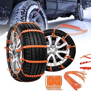 Reusable Anti Snow Chains, 2025 Upgrade Portable Snow Tire Chains, Winter Tire Wheel Chains for Pickup Trucks & SUV, Emergency Snow Plastic Non-Slip Cable Tie for Winter Driving & Muddy Road (10)