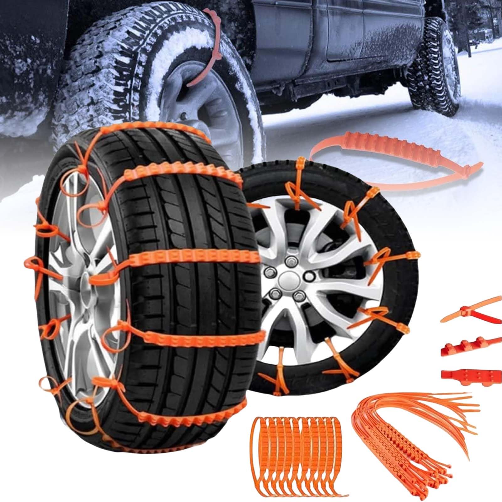 Reusable Anti Snow Chains, 2025 Upgrade Portable Snow Tire Chains, Winter Tire Wheel Chains for Pickup Trucks & SUV, Emergency Snow Plastic Non-Slip Cable Tie for Winter Driving & Muddy Road (20)