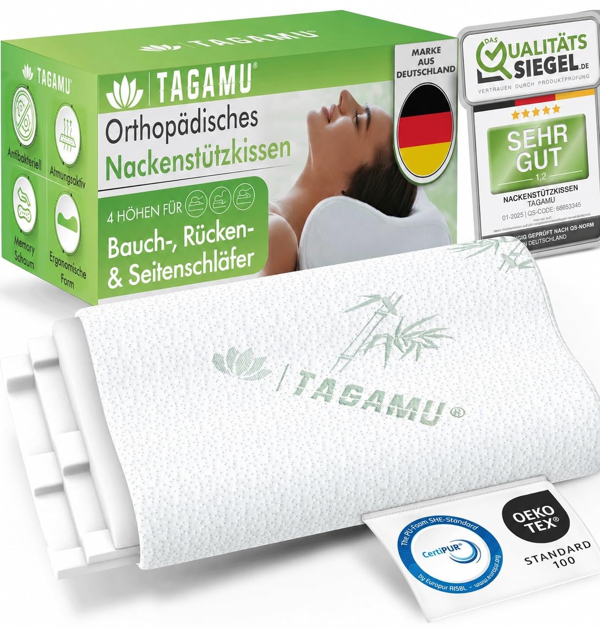 Orthopädisches Nackenstützkissen Memory Foam Seitenschläferkissen Höhenverstellbar