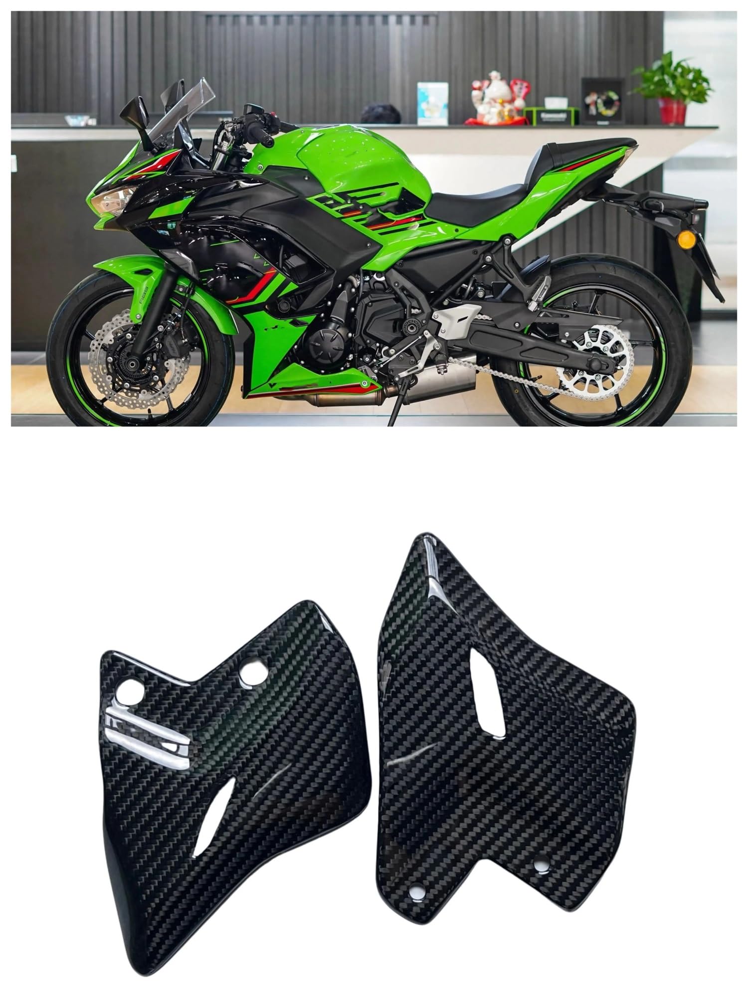 Kompatibel mit Kawasaki Z650 2017–2025 Modifikation: Fersenschutz aus Kohlefaser, hinten montierter Fußschutz, Verkleidung, Motorradzubehör