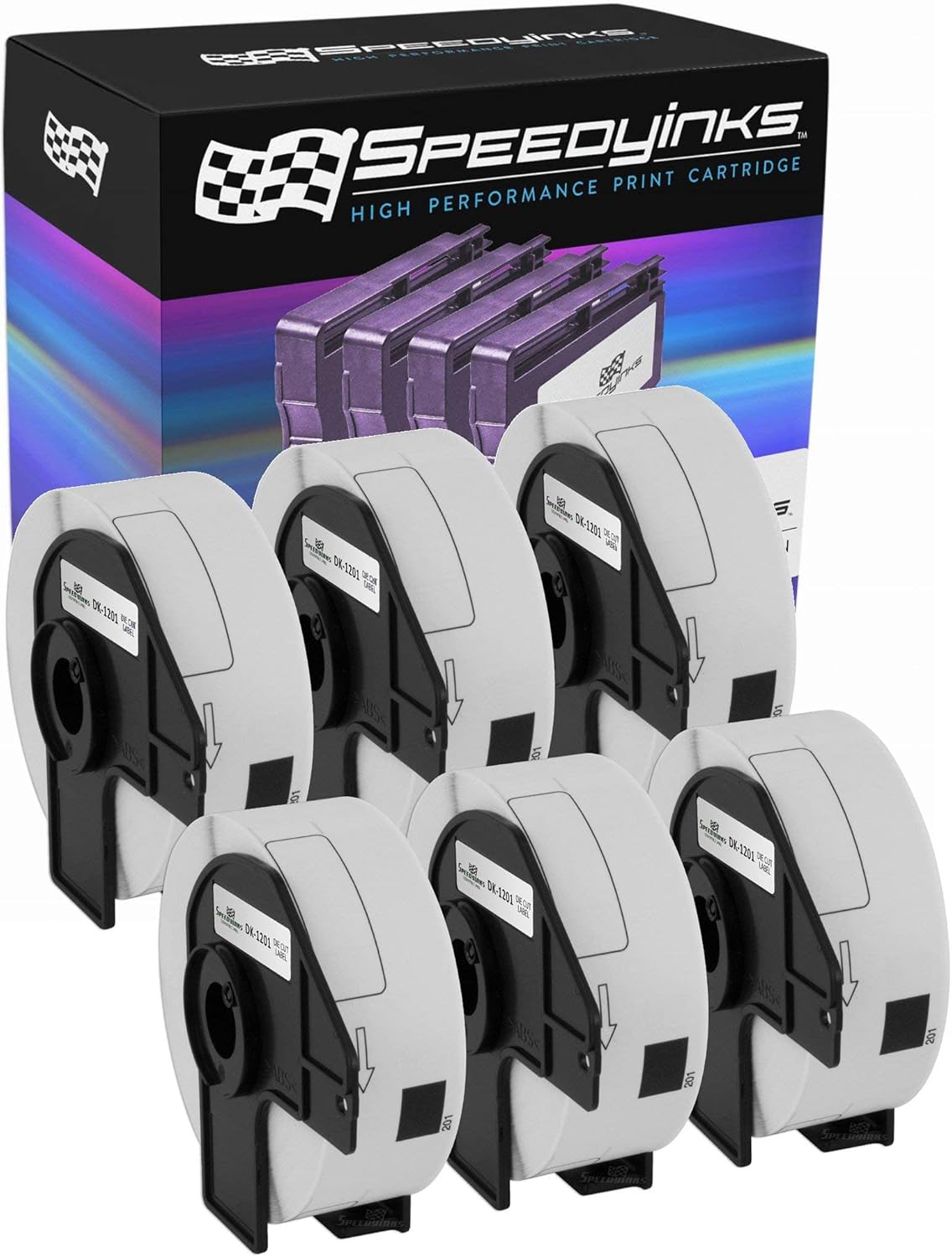 Speedy Inks Compatible Address Label Replacement for Brother DK-1201 (White, 6-Pack) Compatible with Brother QL-1050 QL-1050N QL-1060N QL-500 QL-550 QL-570 QL-570VM QL-580N QL-650TD