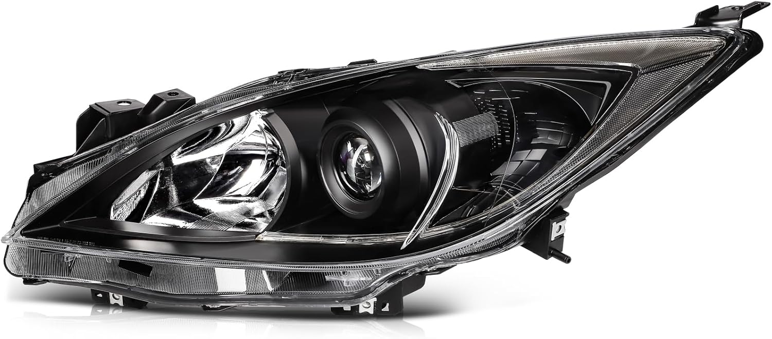 LSAILON Fit For Mazda 3 2010-2013 Headlight Assembly Black Housing Clear Reflector Clear Lens Driver and Passenger Side