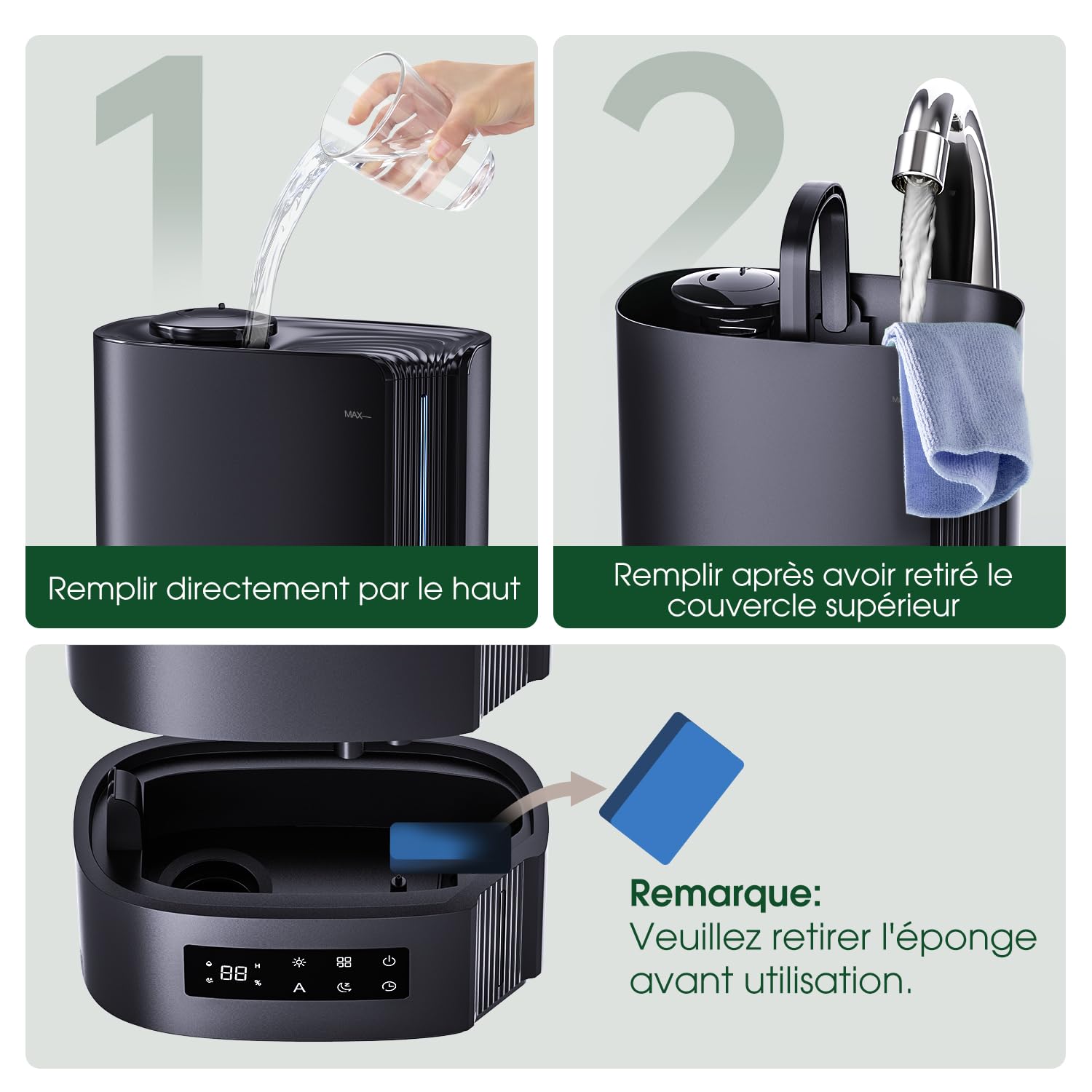 CONOPU Humidificateur d'Air à Ultrasons 6L, Humidificateur d'Air Chambre Silencieux avec Trois Modes et Fonction Température Constante, Humidificateur pour Bébé et Plantes d'Intérieur