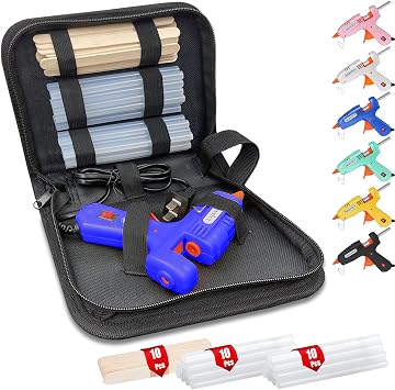MONVICT Hot Glue Gun Kit, Mini Glue Gun with Carrying Case,20 Pcs Premium Glue Sticks, 10 Pcs Woo...