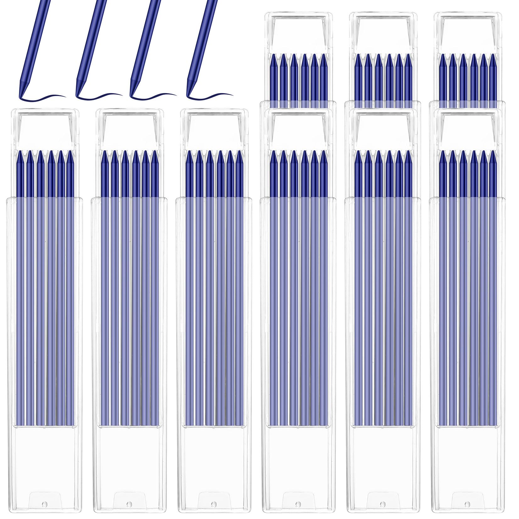 54 Pcs Tracer Pencil Refills, 2.8mm Pencil Lead Refills Replacement for Construction Pencils, Carpenter Pencils RefillsDeep Hole Marker Lead Refill for Construction Woodworking (Blue)