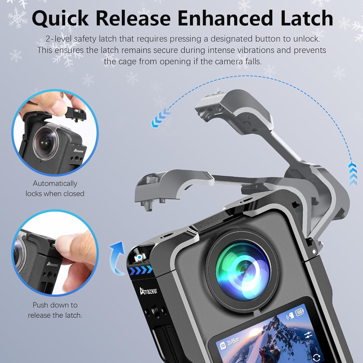 AMAZEAR Upgrade Metal Case for DJI Osmo 360 Accessories, Xtra Sphra360 360 Aluminum Camera Cage with Multiple Expansion Mount, Osmo360 Safty Lock Protective Frame with Lens Cap - Image 3