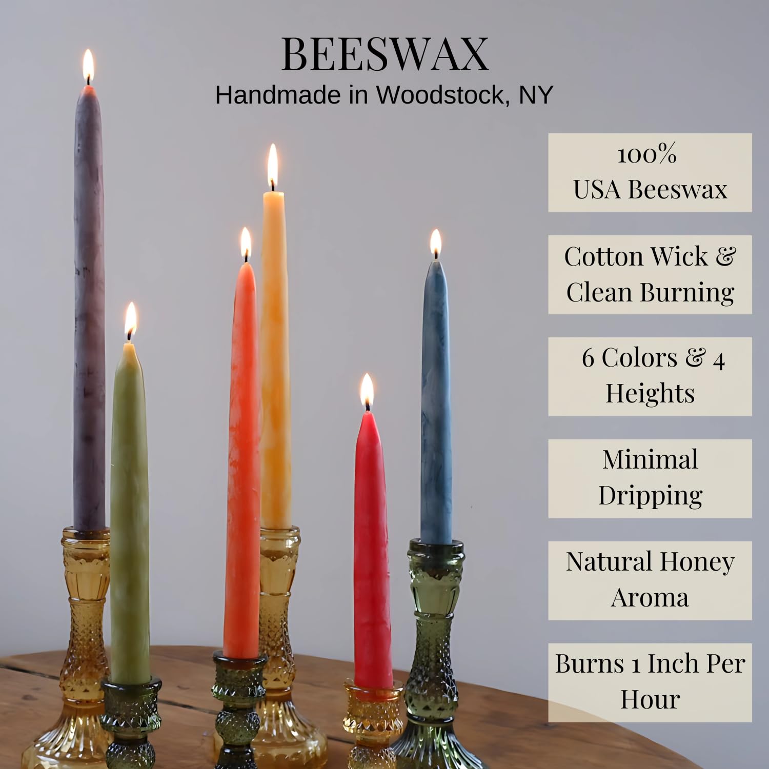 Amazon.co.jp: ビーズワックスラウンドトップテーパCandleペア – 8