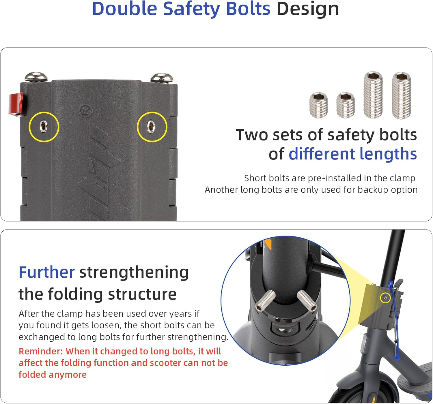 ulip Electric Scooters Folding Clamp Aluminum Vertical Rod Rugged Lock Parts Tighten Clamp Accessories for Xiaomi M365 Pro Pro2 1S MI3 Lite and Ninebot F20 F25 F30 F40 Series