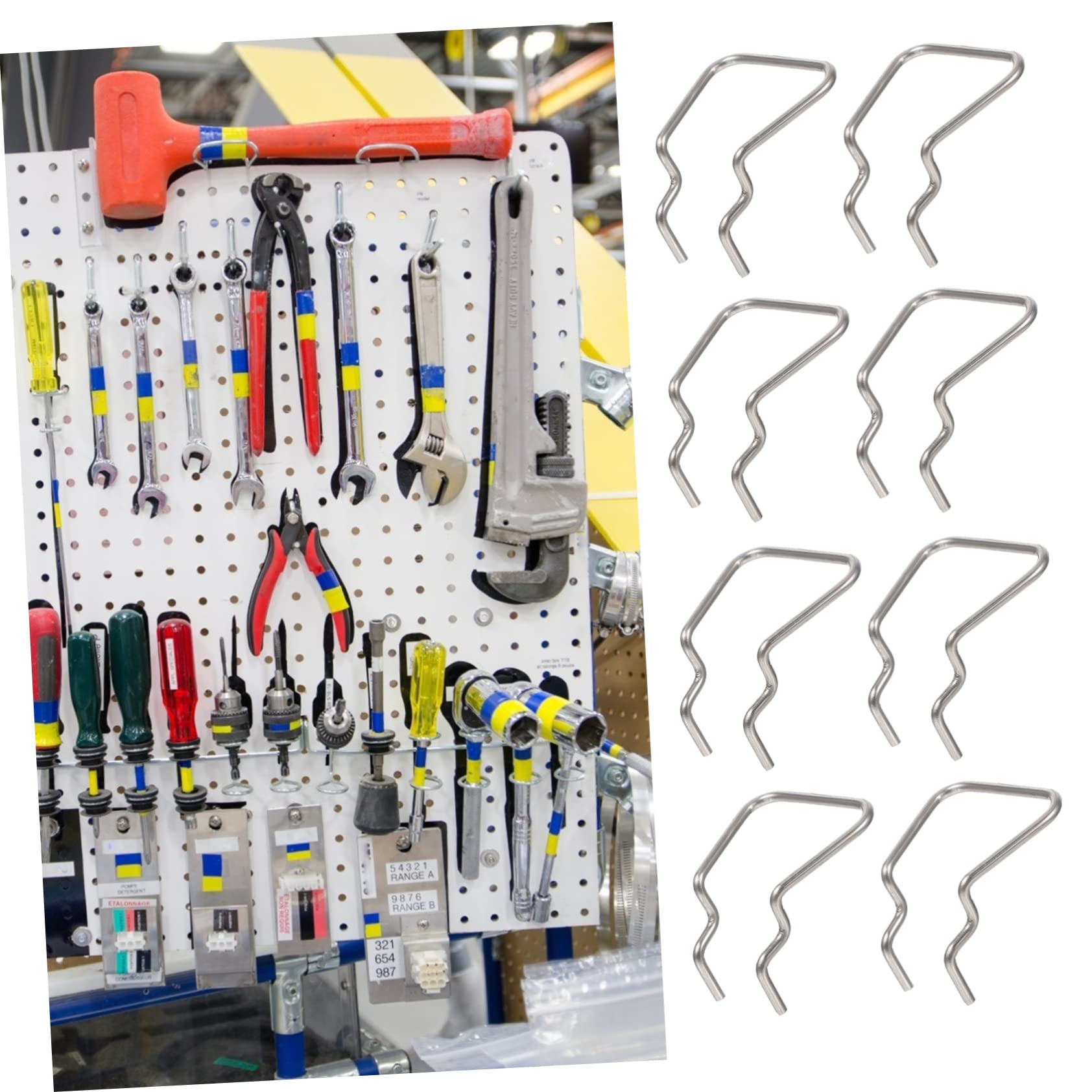 PLAFOPE Ganci per Pannello Forato Antiscivolo Set 12 in Acciaio Inossidabile Facili da Installare per Parete Attrezzata Officina e Garage