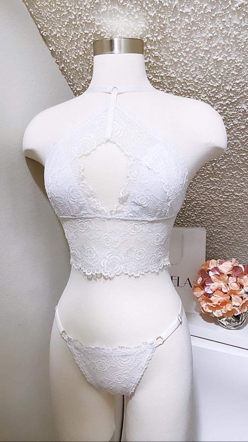 White bridal lingerie set Clearance