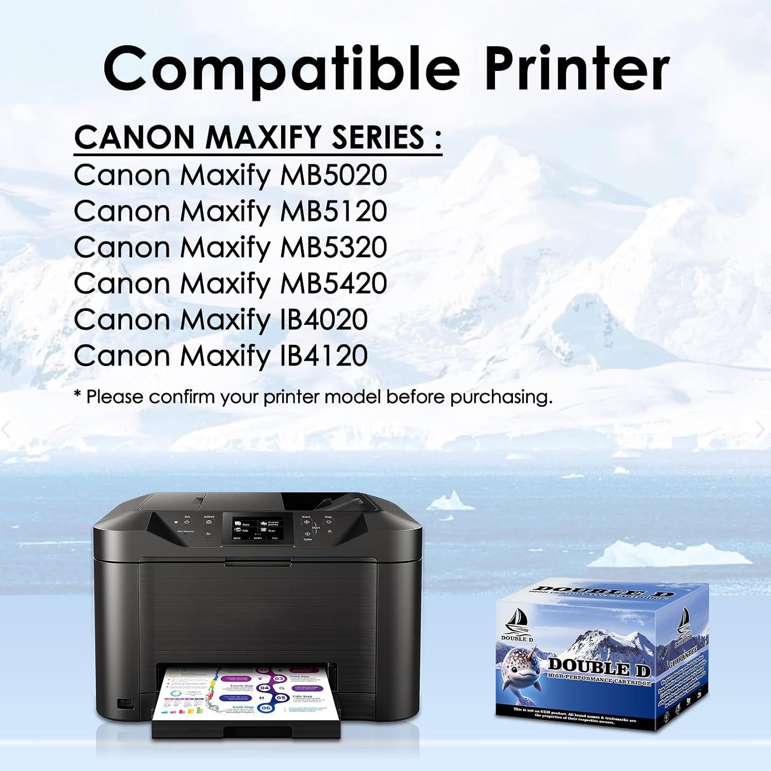 DOUBLE D PGI-2200XL PGI 2200 XL Pigment Ink Cartridges Compatible Replacement for Canon PGI-2200 PGI 2200XL for Maxify MB5320 MB5420 MB5120 MB5020 iB4020 iB4120 (1BK, 1C, 1M, 1Y) 4 Pack