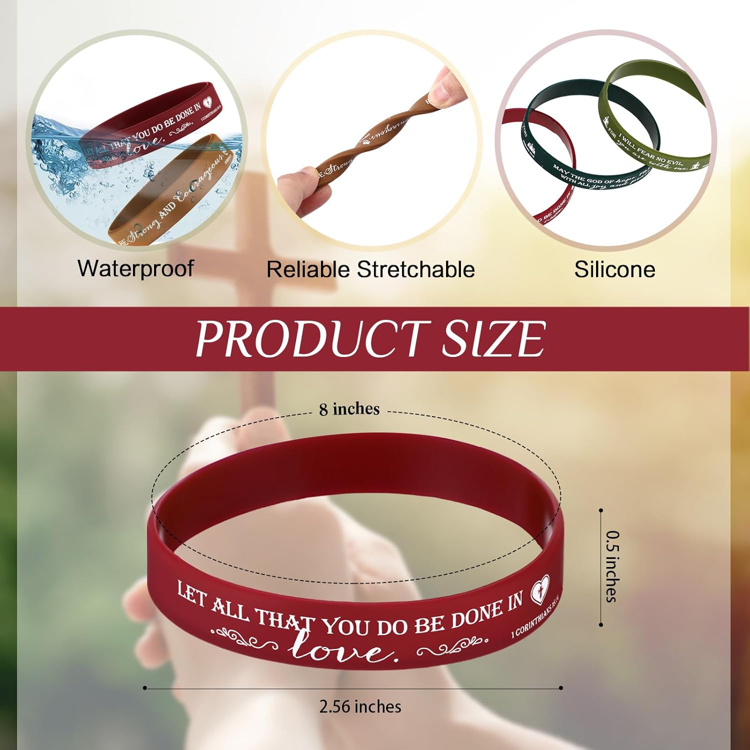 HyDren 120 Pcs Bible Verses Bracelets Bulk Scripture Christian Silicone Religious Wristbands Motivational Quote Rubber Bracelets Inspirational Gifts for Women Men Church - Image 2