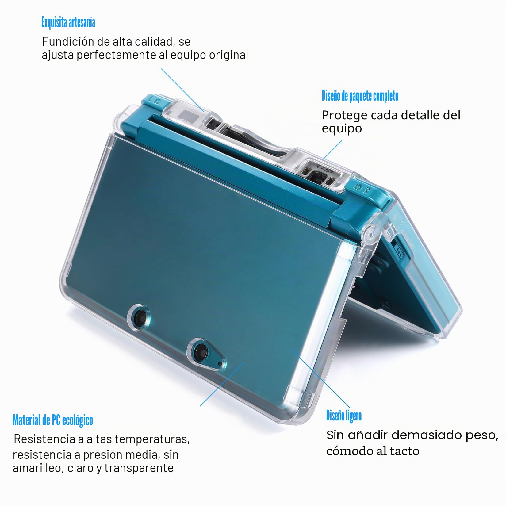 VSEER - Carcasa rígida transparente para Nintendo 3DS, diseño de 3DS
