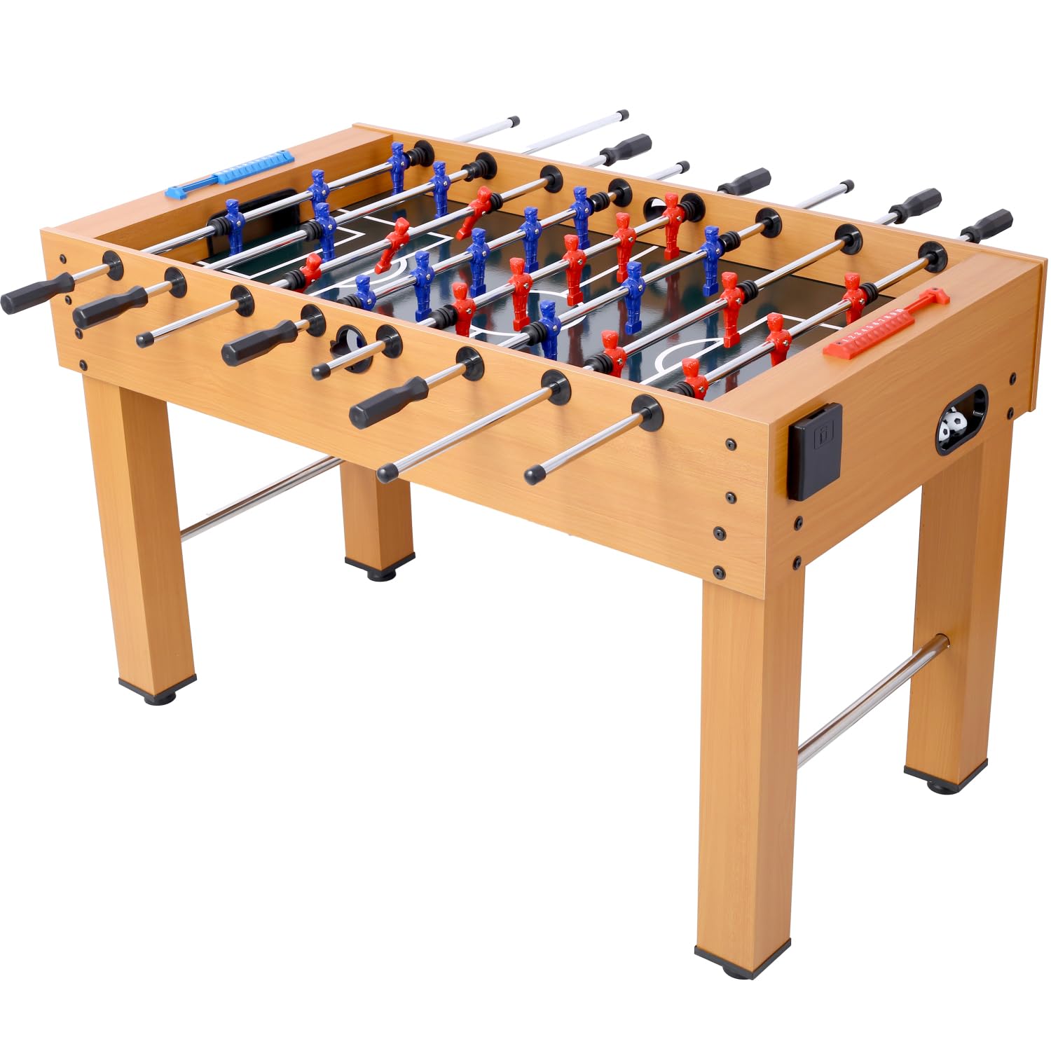 54-Inch Hurricane Foosball Table for Family Game Rooms with Light Cherry Finish, Analog Scoring and Free Accessories Brown