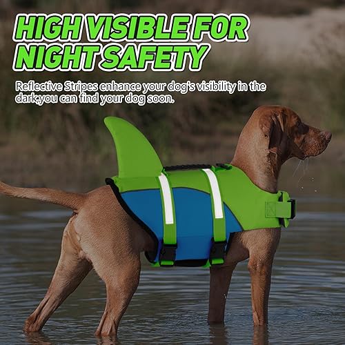Miniatura 6 de Doglay Chaleco salvavidas para perros con diseño de sirena de tiburón, chaleco salvavidas ajustable para perros pequeños, medianos y grandes,