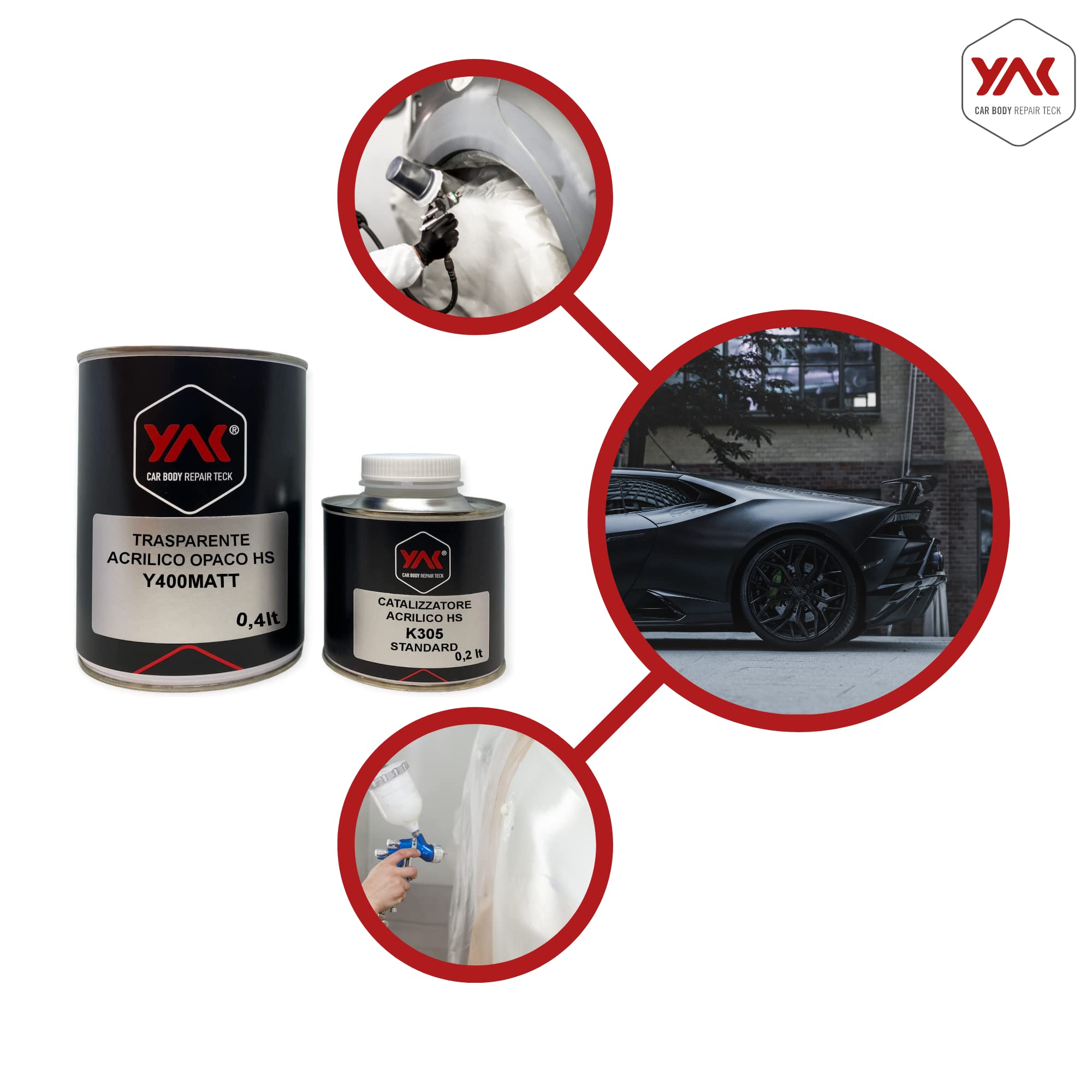 Vernice Trasparente OPACO BICOMPONENTE 2K AntiGraffio Lt. 0.600 Auto Moto CARROZZERIA (400 gr Trasparente + 200 gr catalizzatore)