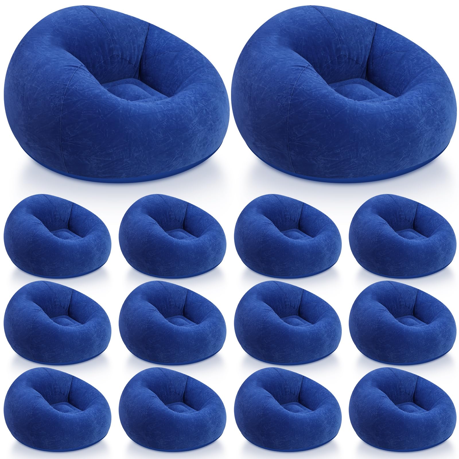 Realspring Inflatable Bean Bag Chairs,Dark Blue,12 Pcs