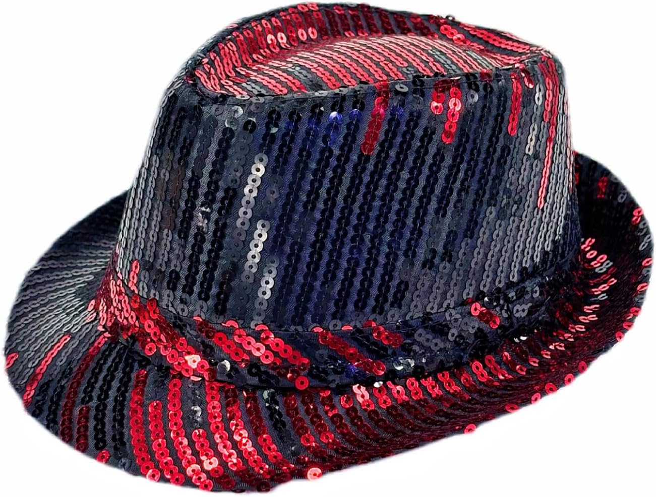 Sparkling Sequin Fedora Hat Contrast Color Sequin Bling Retro Dance Jazz Cap Funky Party Costume Fedora