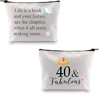 MBMSO Happy 40th Birthday Gifts Makeup Bag 40th Birthday Cosmetic Bag 40 Year Old Birthday Gifts for Women Travel Bag Zipper Pouch Your Forties Starts Making Sense (Happy 40th Birthday)