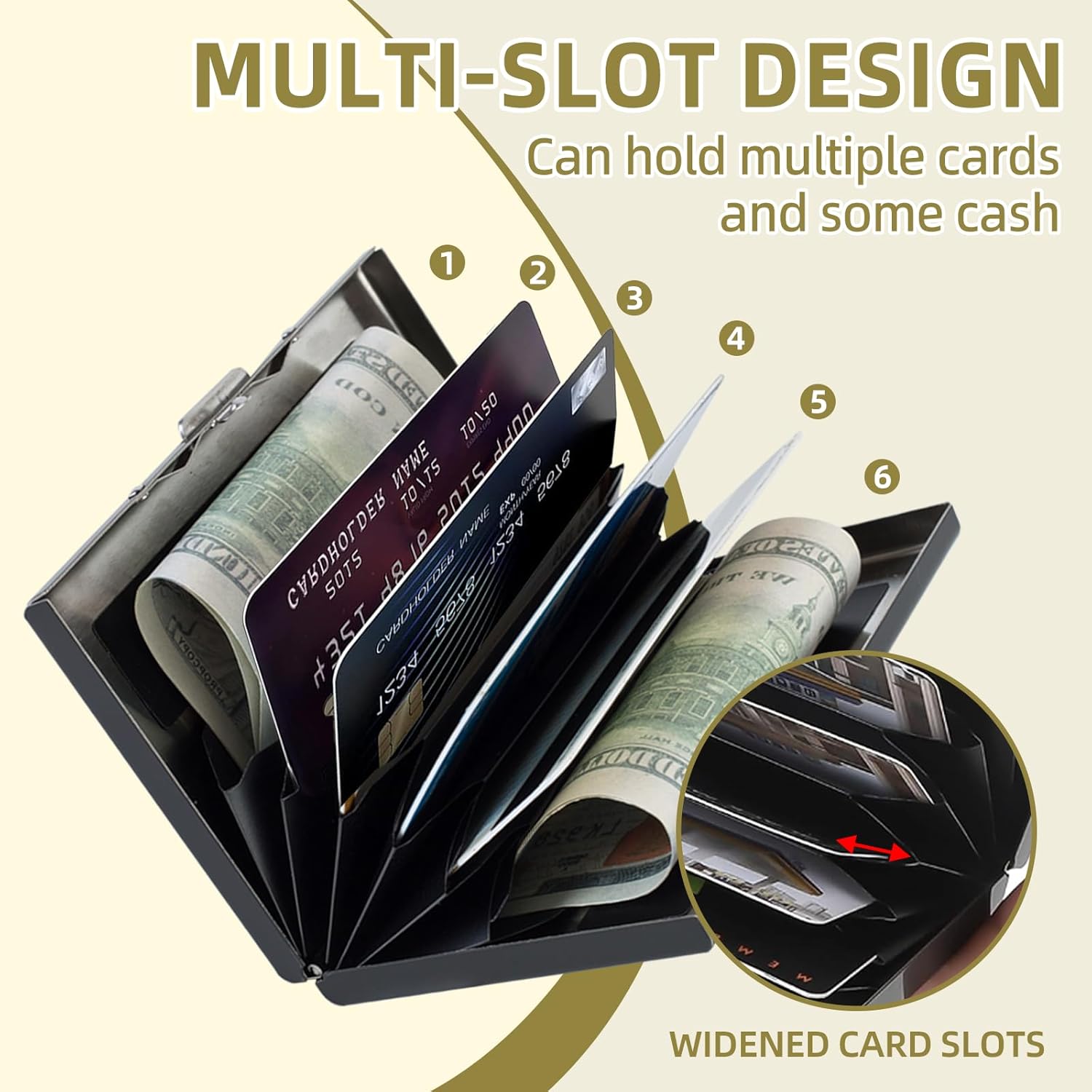 Credit Card Holder Metal Wallet for Women Men, RFID Blocking Slim Metal Credit Card Wallet, Aluminum Hard Business ID Card Case Wallet with 6 Card Slots, Black Cat Forest - Image 6