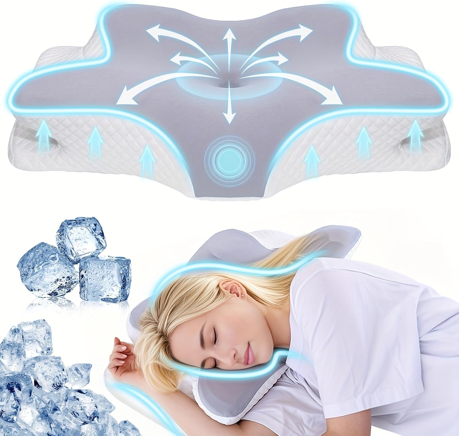 Cervical Pillow for Neck and Shoulder, Ergonomic Memory Foam Pillow for Neck & Back Support, Contour Bed Pillow for Side Back Stomach Sleepers, Gray