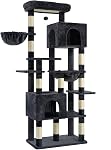 Heybly Cat Tree, 76-Inch Tall Heavy Duty Cat Tower for Big Cats with Extra Wide Baseboard, Multi-Level Large Cat Furniture with 2 Condos & 2 Hammocks, 10 Scratching Posts, Smoky Gray HCT039G