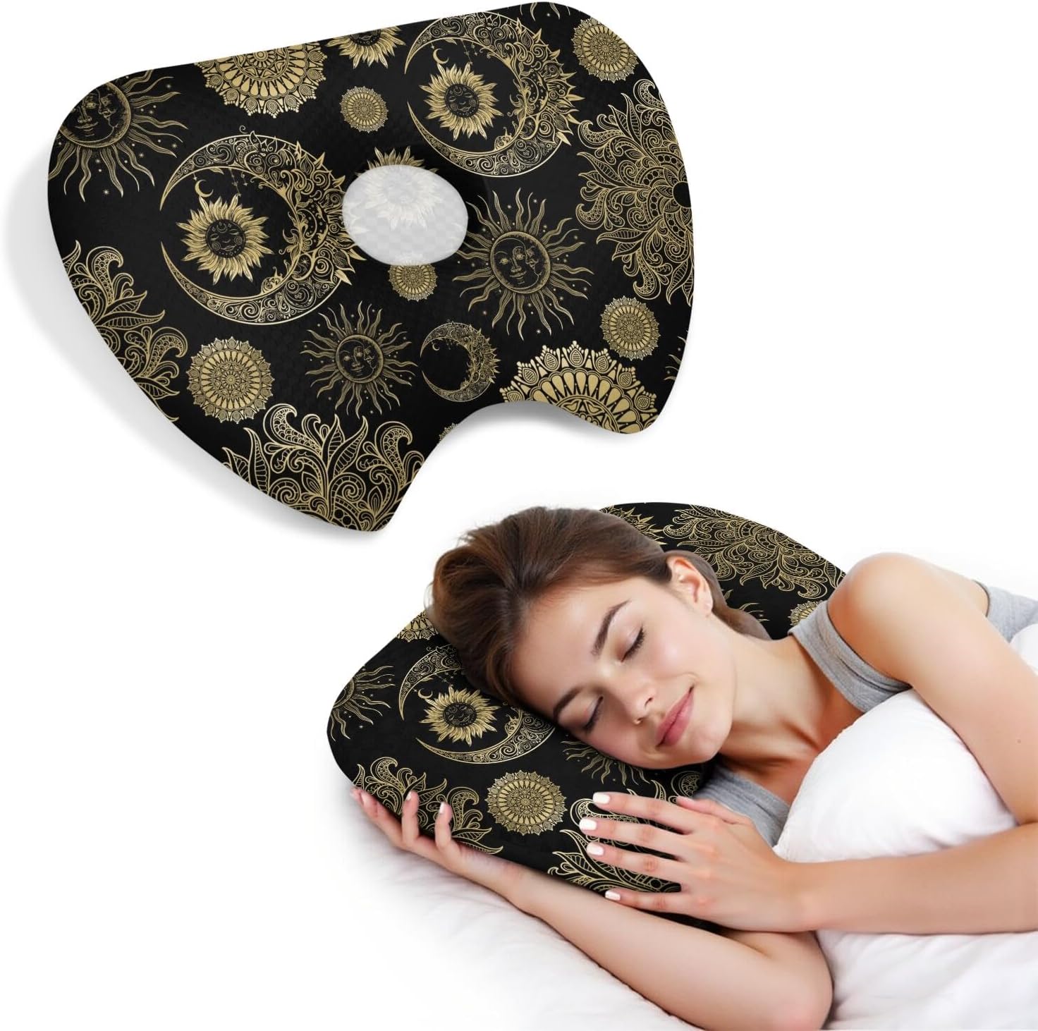 Ear Piercing Pillow with Ear Hole for Side Sleeper Relief Ear Pain,Cotton and Polyester Ear Pillows,Washable Ear Guard Pillow