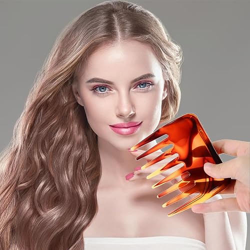 Miniatura 5 de Mini peine de dientes anchos, pequeño bolso de viaje, peine desenredante para barba para cabello rizado y ondulado, peine de cuidado portátil, peine