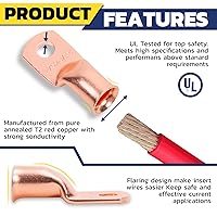 Vista 3 de haisstronica Kit de 240 piezas de extremos de cable de batería, 120 piezas de terminales de anillo de lengüetas de alambre de cobre de calibre AWG 8