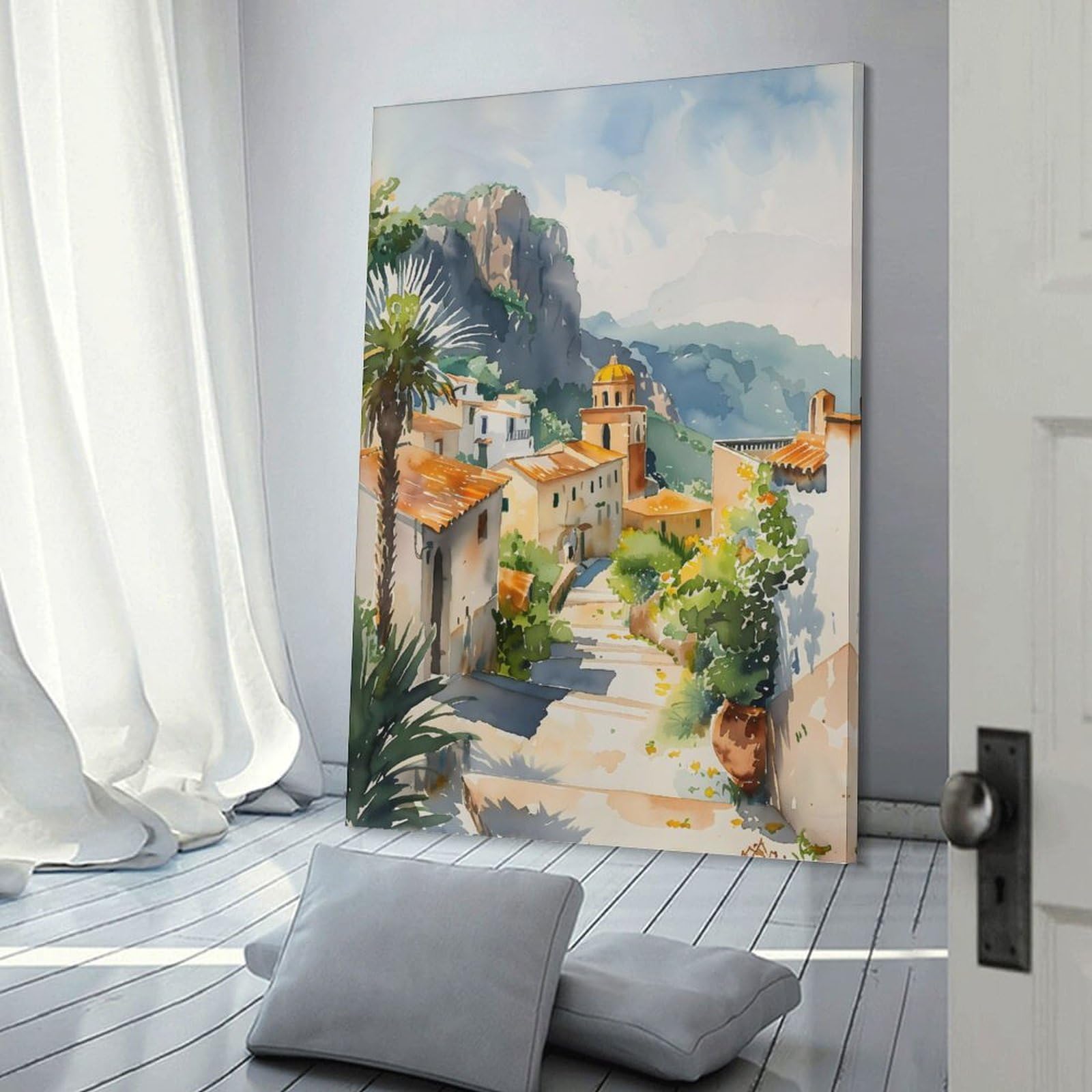 Amazon.com: ZJLAMZ Sicily Watercolor Painting Italy Wall Art
