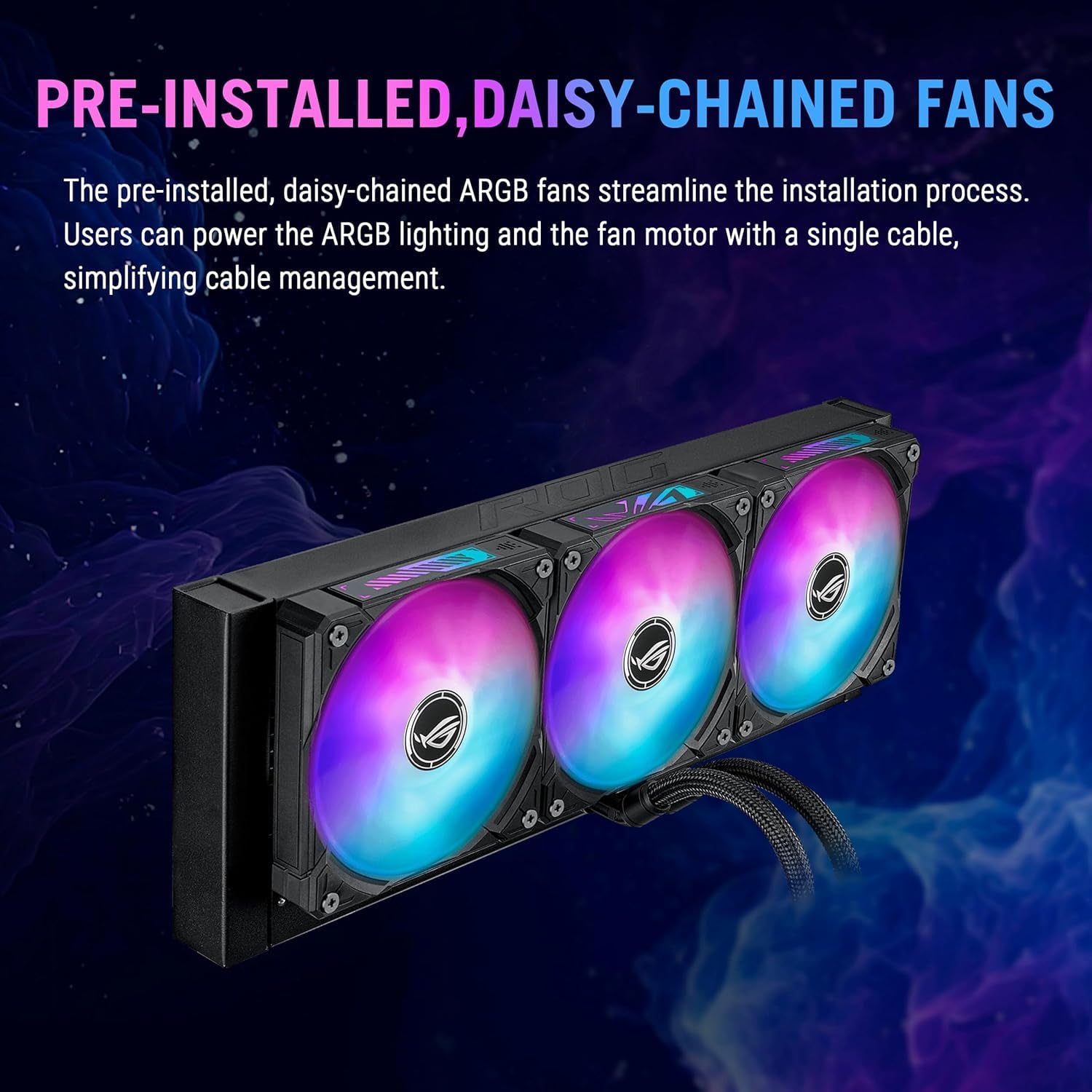 ASUS ROG RYUO IV SLC 360 ARGB – Refroidisseur liquide CPU tout-en-un (L'écran AMOLED incurvé de 6,67" pour des vidéos 3D, ventilateurs ARGB pré-montés, pompe puissante, pâte thermique pré-appliquée)