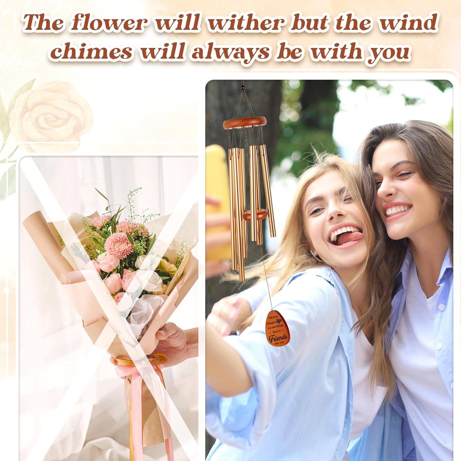 Friendship Gifts for Women, Best Friend Birthday Gifts for Women, Friends, Bestie, Soul Sister, Female, Friend Gifts Wind Chimes for Birthday, Christmas, BFF Long Distance Friendship Gift Ideas - Image 3