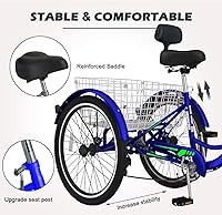 Vista 170 de H&ZT Triciclo para adultos, bicicleta de 3 ruedas, triciclo crucero, con engranaje de 7 velocidades, mango de freno de estacionamiento, escalón