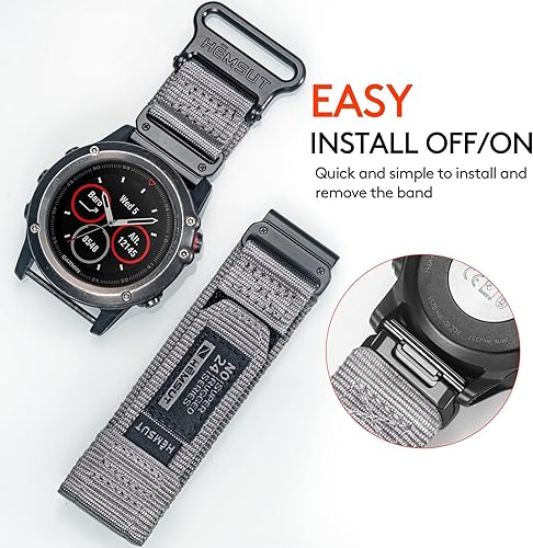 Miniatura 4 de Compatible con correa de reloj Garmin, correa deportiva de nailon extral larga súper resistente con diseño de bucle tejido para
