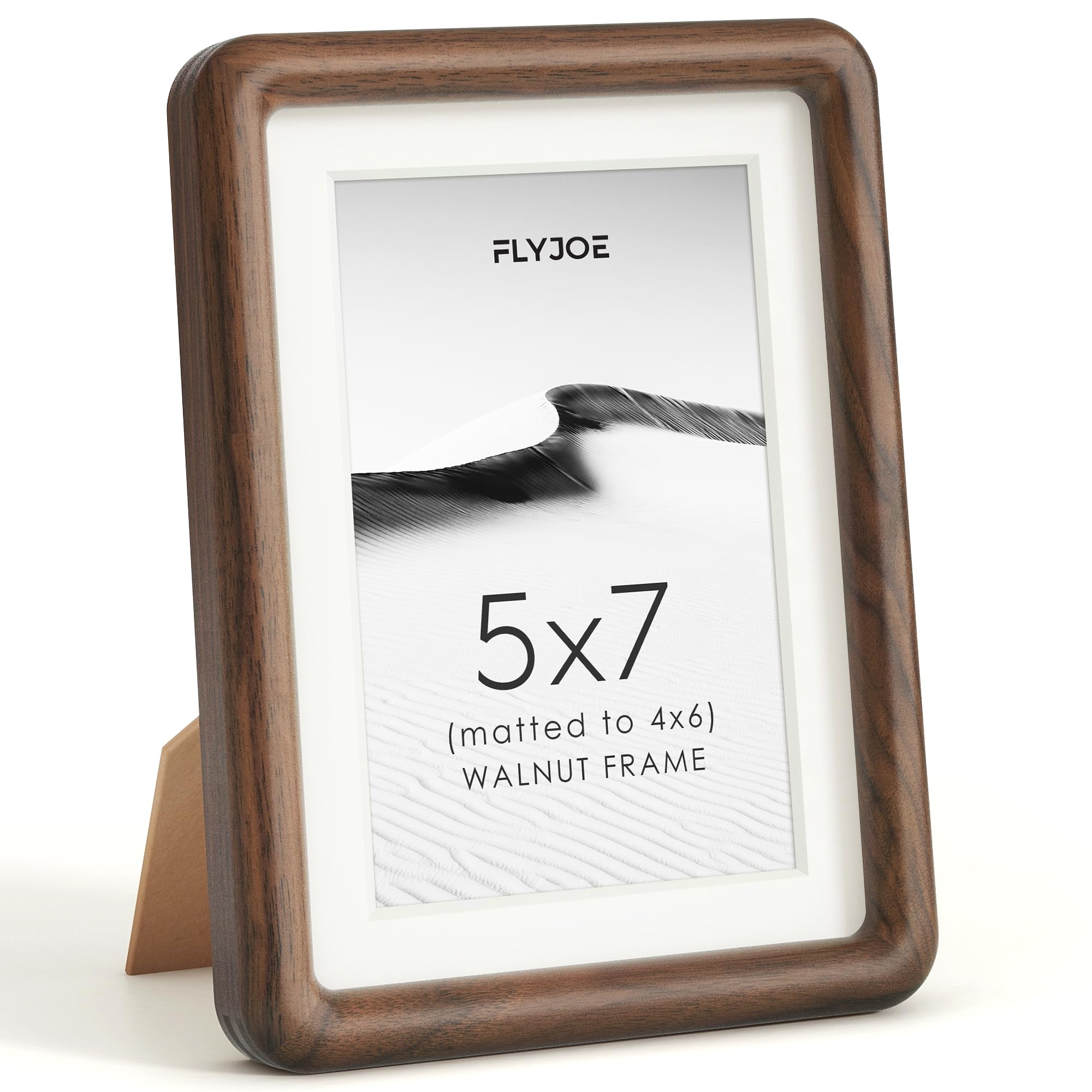 5x7 Picture Frame, Natural Solid Walnut Wood Photo Frame, Rounded Corner