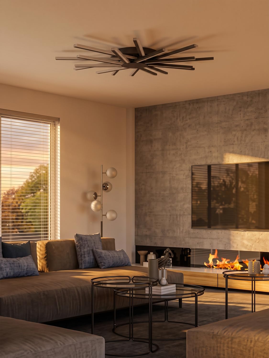 Φ96cm Lampadario Soggiorno Grande, Plafoniera Led Soffitto Moderno, Lampada da Soffitto con 18 Luci, Dimmerabile, Luce per Salotto con Telecomando, Funzione Memoria, Nero