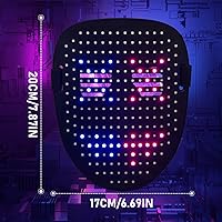 Vista 5 de Depointer Life Máscara LED con detección de gestos, máscara transformadora unisex con luz LED para disfraz, cosplay, fiesta, mascarada