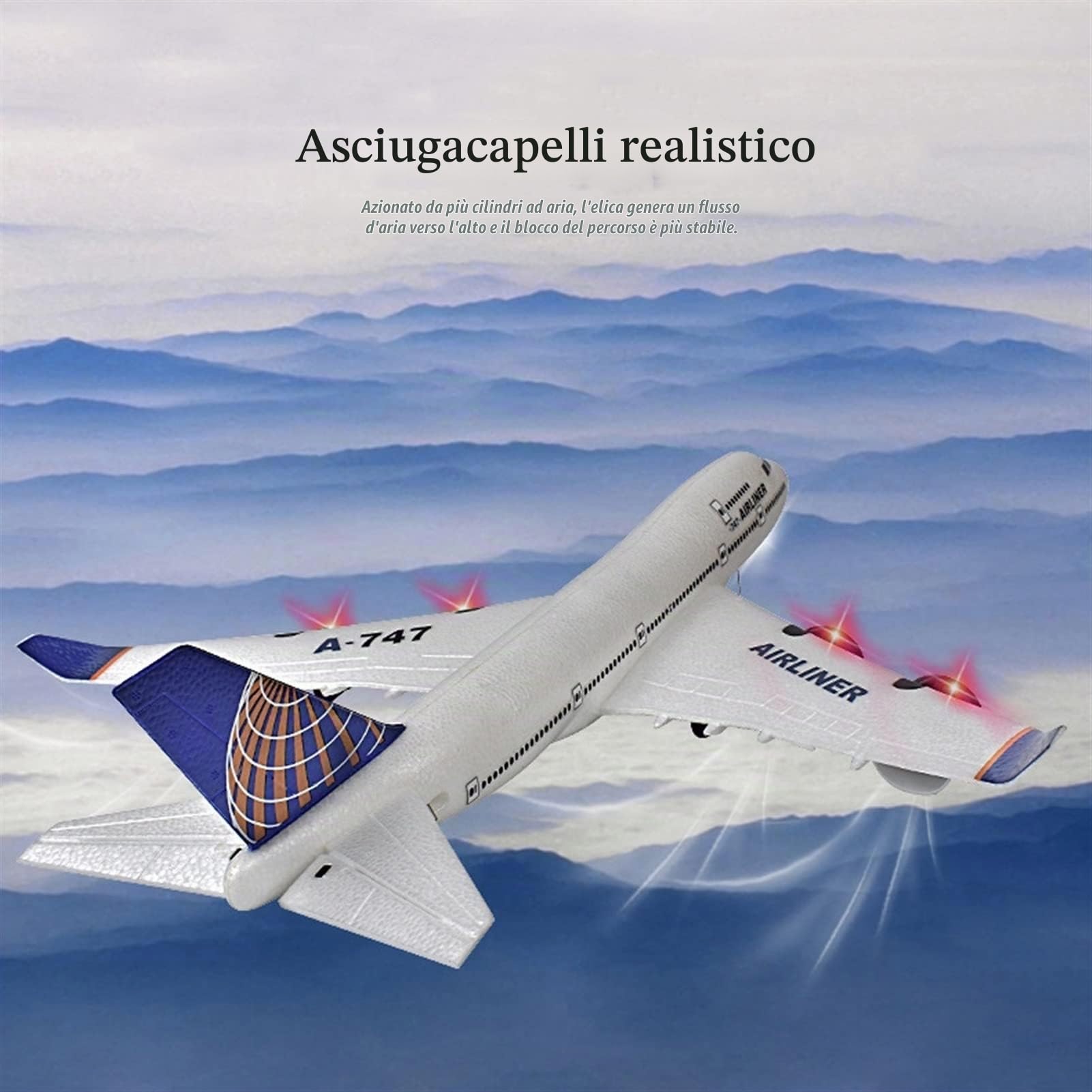 Aereo RC, aereo per passeggeri telecomandato, giocattolo drone, aereo di linea RC, aereo RC a quattro motori, aereo RC a 2,4 GHz, aereo telecomandato, schiuma EPP, giocattolo aereo RC resistent