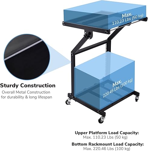 Miniatura 5 de AW, soporte ajustable con ruedas para mezcladora de DJ, equipo de música de estudio, para fiestas, 9U