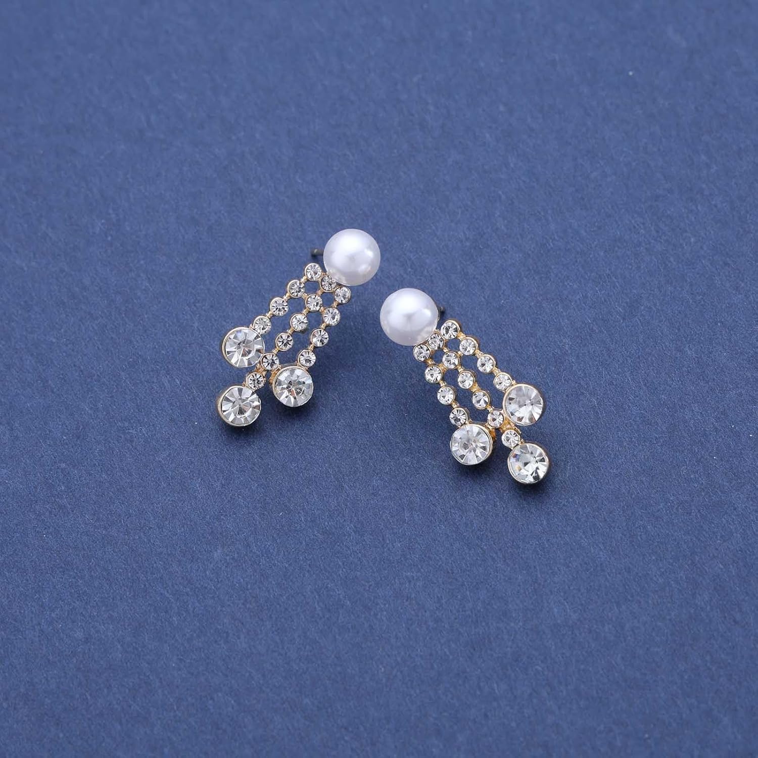 Vintage Cz Chandelier Earrings Crystal Tassel Drop Earrings Gold Tennis Chain Earrings Tiny Pearl Stud Earrings Wedding Rhinestone Earrings Jewelry for Women - Image 4