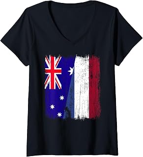 Womens Australia Holland Half Flag Australian Dutch Heritage V-Neck T-Shirt