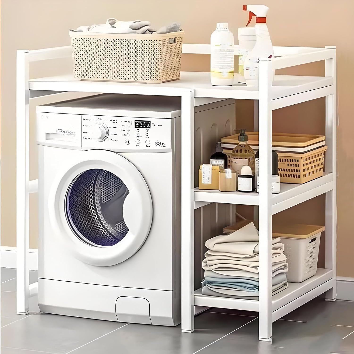 Amazon｜TCDJ 洗濯機の上の収納棚、洗濯機収納ユニット上の収納ラック