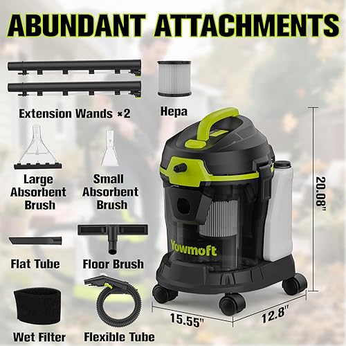 Miniatura 5 de Aspiradora extractora para detalles de automóvil, champú de automóvil de 4 galones, limpiador de interiores de 5.5 HP de pico de tapicería en seco y