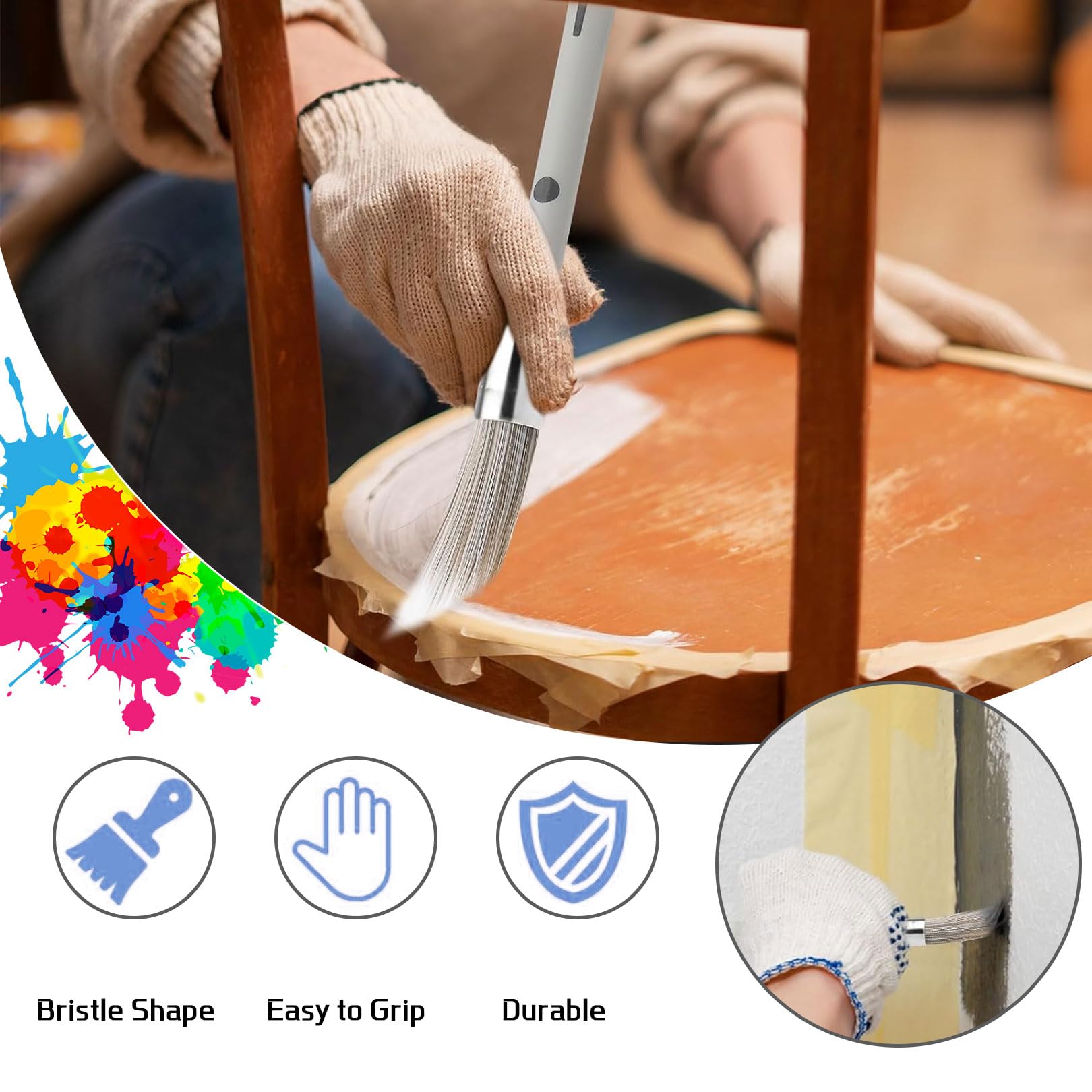 Lot De 3 Pinceaux Ronds à Tête Ronde Pour Châssis, Pinceaux Ronds