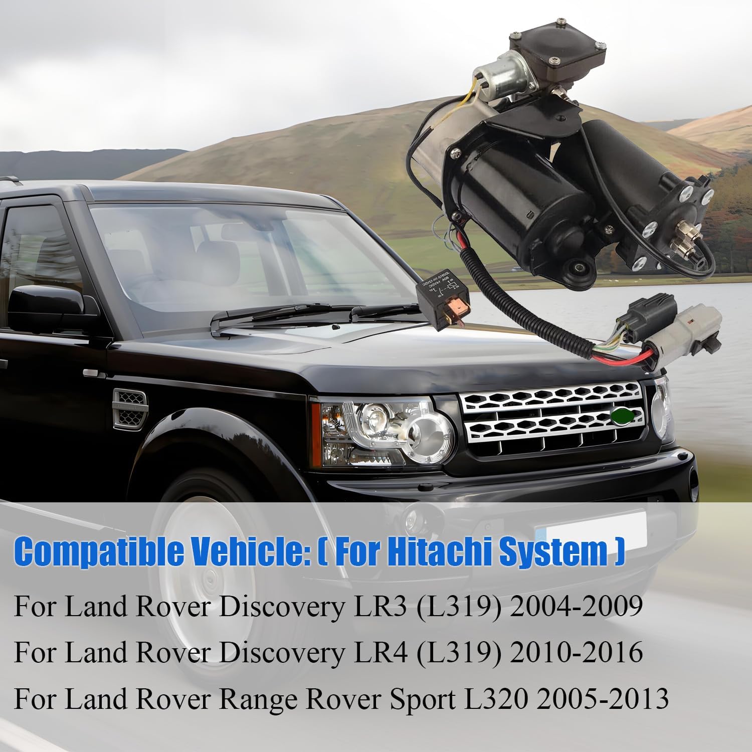 Bomba de compresor de suspensión neumática LR023964 para sistema Hitachi para LR3 2005-2009 LR4 2010-2016 Range Rover Sport L320 chasis 2005-2013, LR015303 LR061663 LR044360 LR0455 251 LR. 037065