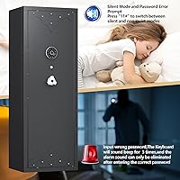 Vista 5 de 12-15 Gun Safe for Home, Large Capacity Rifle and Pistol Security Cabinet Quick Access Digital Keypad Lock, Backup Keys, Adjustable Shelves, Heavy