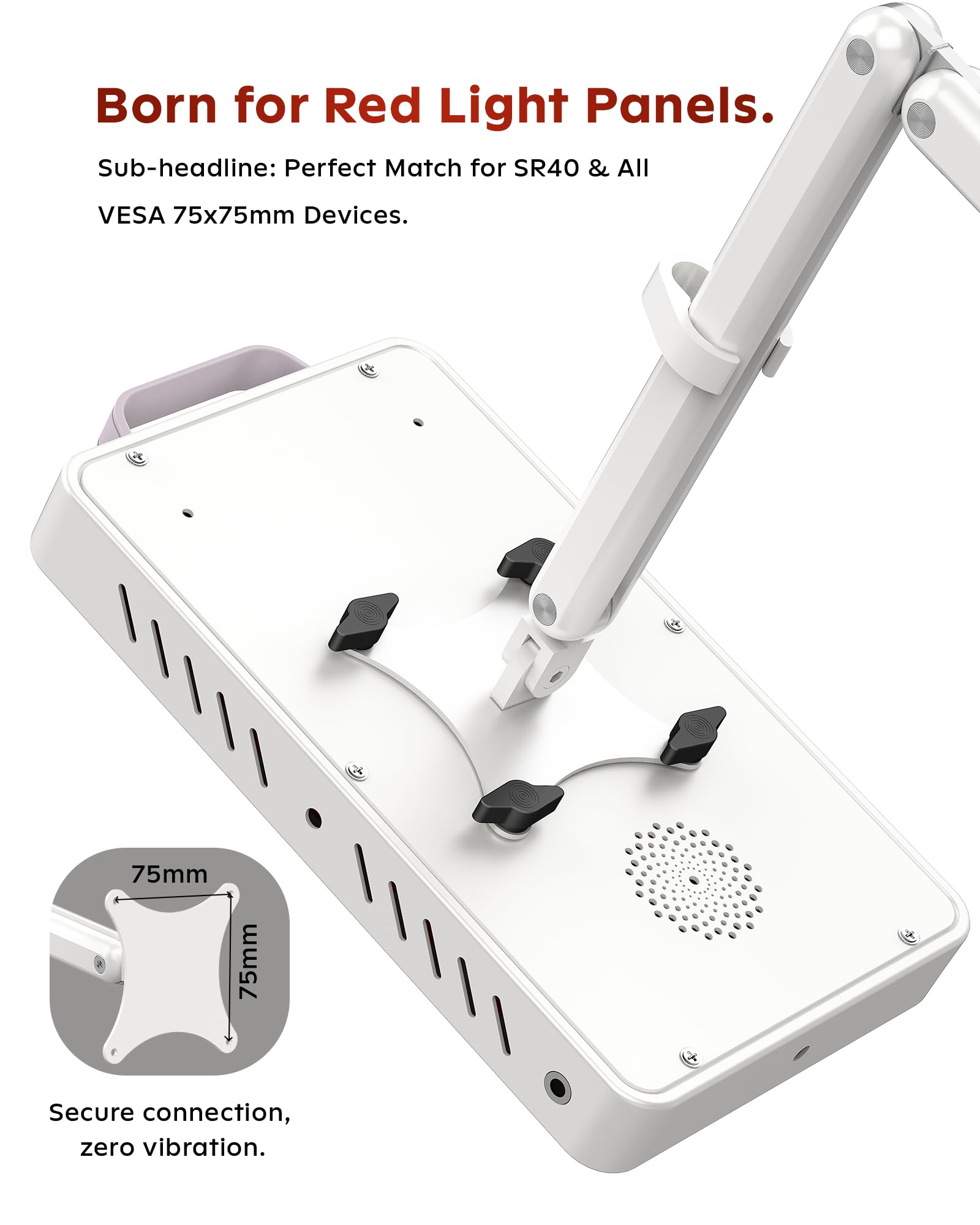 SOLRA Supporto mobile da pavimento per pannelli di terapia della luce rossa, regolabile in altezza da 114,3 a 144,8 cm, supporto girevole con VESA 75 x 75 mm, resistente, capacità 11,8 kg, per lampade