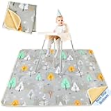 Basumee Splat Mat High Chair Mat Waterproof Baby Play Splat Mat for Under High Chair Food Catcher Highchair Mat for Floor Non Slip Bottom, Gray Tree, 46x42 Inches