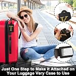 Personalized Initial Luggage Tags for Suitcases,Leather Letter Cute Luggage Tags with Privacy Name Card,Embroidered Monogrammed Travel Bag Backpack Tag Gifts for Women Kids Girls Teens(Black-A)
